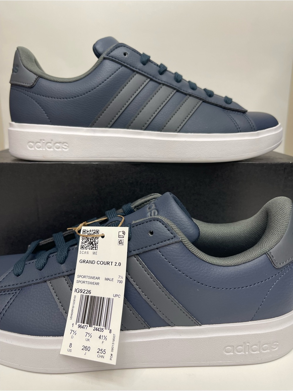 Adidas Grand Court 2.0 Men's Size 8 Aurora Ink Navy Grey New